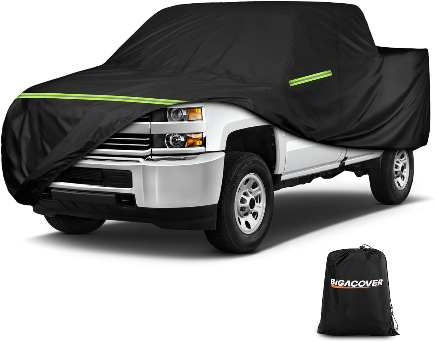 Truck Cover for Chevy Silverado Crew Cab Long Bed 8.3ft Heavy Duty Waterproof Car Covers with Zipper All Weather Full Pickup Cover Custom Fit 2000-2022 Chevy Silverado 2500 3500HD (UP to 266''L)