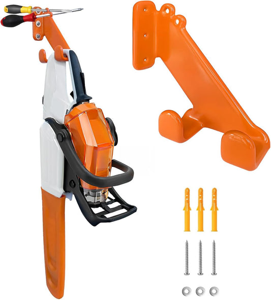 Chainsaw Hanger - 1Pack/2 Pack Chainsaw Holder, Heavy Duty Chainsaw Wall Mount, Garage Organization Garage Storage Shed Organizer Mounted Chainsaw Rack Tool Racks (2, Orange)