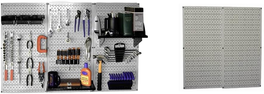 Wall Control Metal Pegboard Tool Organizer and Gray Metal Pegboard Pack