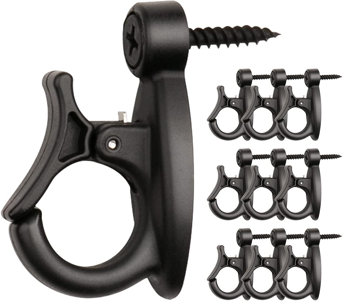 Elrswy 40Pack,Light Hanger Hooks,String Light Hooks,Screw-in Hooks for Hanging String Lights and Wire,Plants,Wind Chimes,Plastic,Black, Wall, Hooks-SQ-01