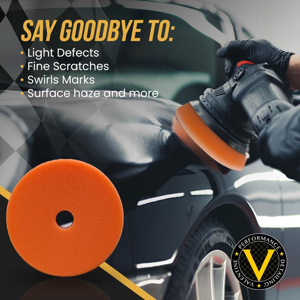 VPD SDO Orange Foam Polishing Pad - Premium Compounding & Polishing Pad for Fine Scratches & Light Swirls, Medium Cut Compound or Polish,Car Buffer Pad w/Tapered Edge, Made in USA, 5.5"