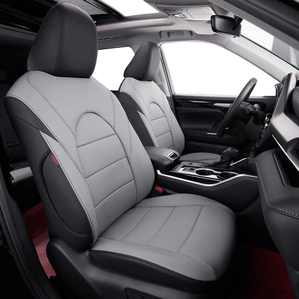 coverdream Camry Seat Covers Custom Fit for 2012-2017 Toyota Camry LE,XLE,Full Coverage Waterproof Leatherette Car Seat Protector (Full Set,Black/Gray)