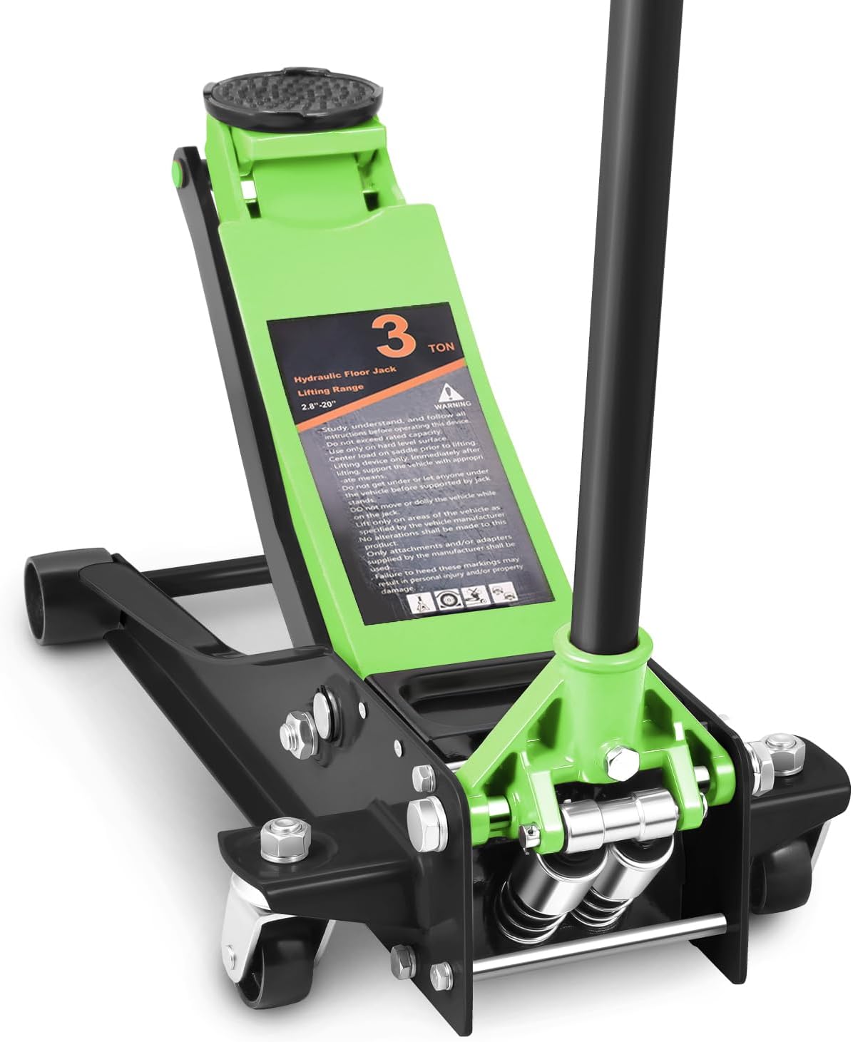 DNA MOTORING Low Profile Hydraulic Trolley Service/Floor Jack, 3 Ton (6000 lbs) Capacity Heavy Duty Hydraulic Car Jack, Lifting Range 3"-20", Green, TOOLS-00475-GR