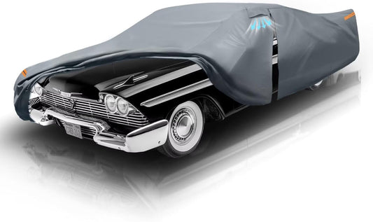Waterproof Plymouth Fury(1956-1989) Car Cover with Breathable Vents, [2025 Upgrade] Premium Covers with Cotton Liner and Zipper Door, Sun Rain Snow Dust Uv Protection.(Gift with Towel)