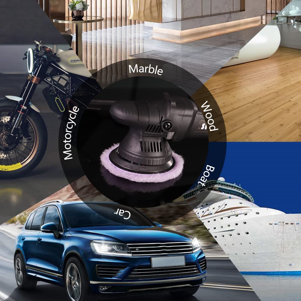 SPTA 2Pcs 6Inch (150mm) Wool Cutting Pad Set, Purple Wool Buffing and Polishing Pad for Heavy Cut, Car Polisher