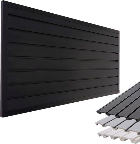 Slatwall Panel Garage Slat Wall Storage Systems, PVC Slat Wall Paneling Garage Tool Organizer Wall Mount, Black 4’x2’ Slatwall Panels Garage Wall Organizer, Garage Storage & Organization Products