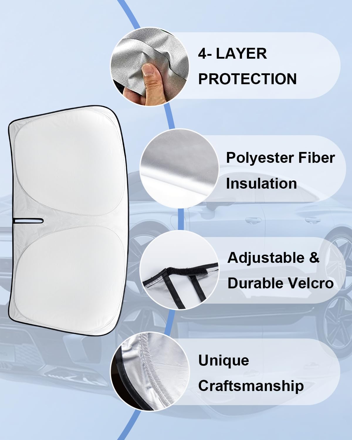 Custom-fit for Toyota Camry 2012-2016 2017 Windshield Sun Shade Block UV Rays Foldable Sun Visor SunShades 240T Reflective Fabric UV Protection Auto Car Interior Accessories