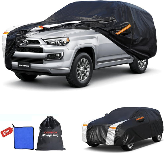 Toyota 4Runner Car Cover 100% Waterproof All Weather, Gift with Towel, 10 Layers SUV Car Cover Custom Fit 2002-2025 Toyota 4Runner, Full Exterior Covers Rain Sun UV Protection with Door Zipper.