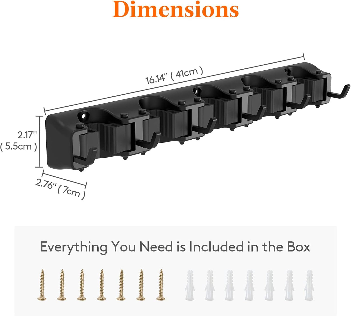 Lifewit Mop and Broom Holder Wall Mount, Anti-Slip Broom Hanger for Kitchen Organization, Heavy Duty Cleaning Supplies Organizer, Easy Install Tool Organizer for Closet, Garage, 2 Pack, Black