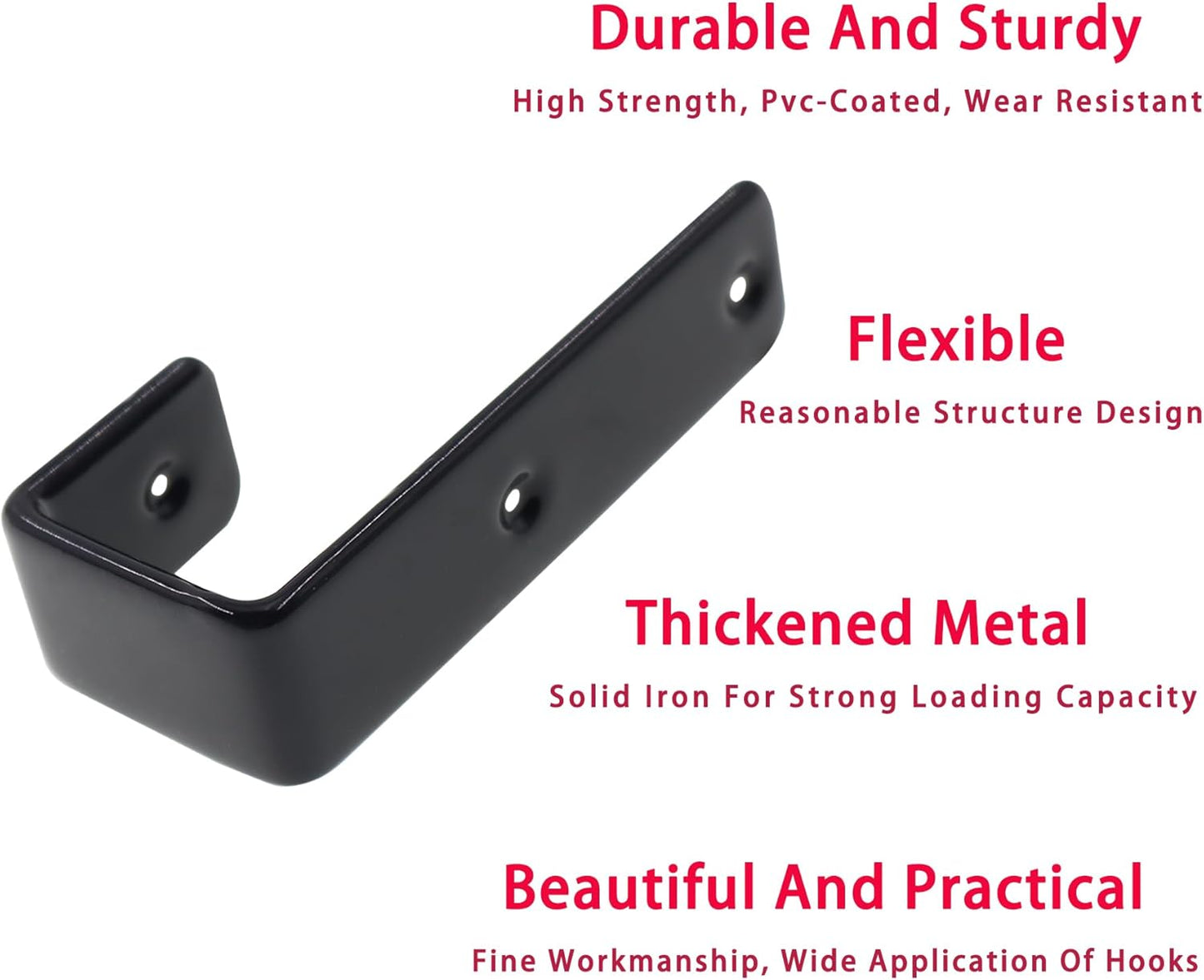 Bunk Bed Ladder Hooks Brackets, Iron Bed Ladder Hook,PVC Coated Angled Ladder Hooks,Heavy Duty Replacement Hardware Utility Hooks,Loft Garage Storage Hooks,J Brackets Hooks with Screws Black