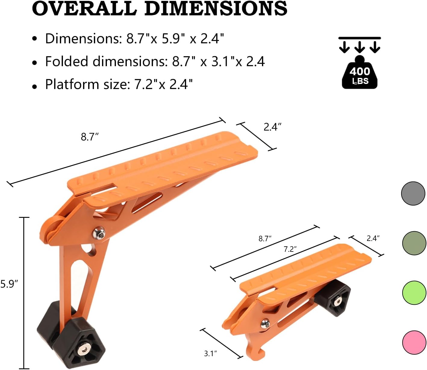 COWVIE Foldable Car Door Step Stand Pedal - Access to Vehicle's Top Roof Both Feet Stand Pedal Ladder for Most SUV Truck Jeep Orange