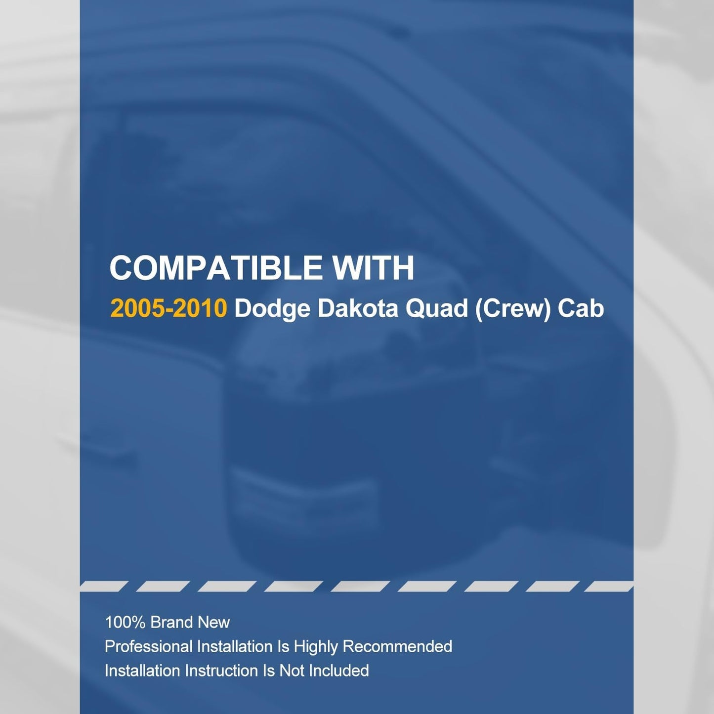 Auto Dynasty 4Pcs Carbon Fiber Pattern Window Visors Compatible with 2005-2010 Dodge Dakota Crew Cab, Tape-On Front & Rear Window Deflectors Rain Guards Sun Wind Air Side Vent Shade, Glossy Black