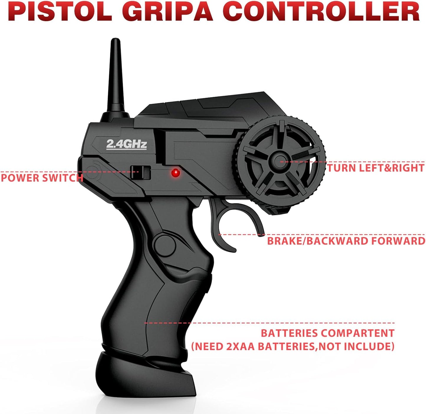 Remote Control Car 1/24 2.4GHz 4WD RC Drift Car, High Speed Drifting RC Cars with Cool Lights, Two Batteries and Extra Tires Toy Cars for Kids Boys Girls Adults, Black