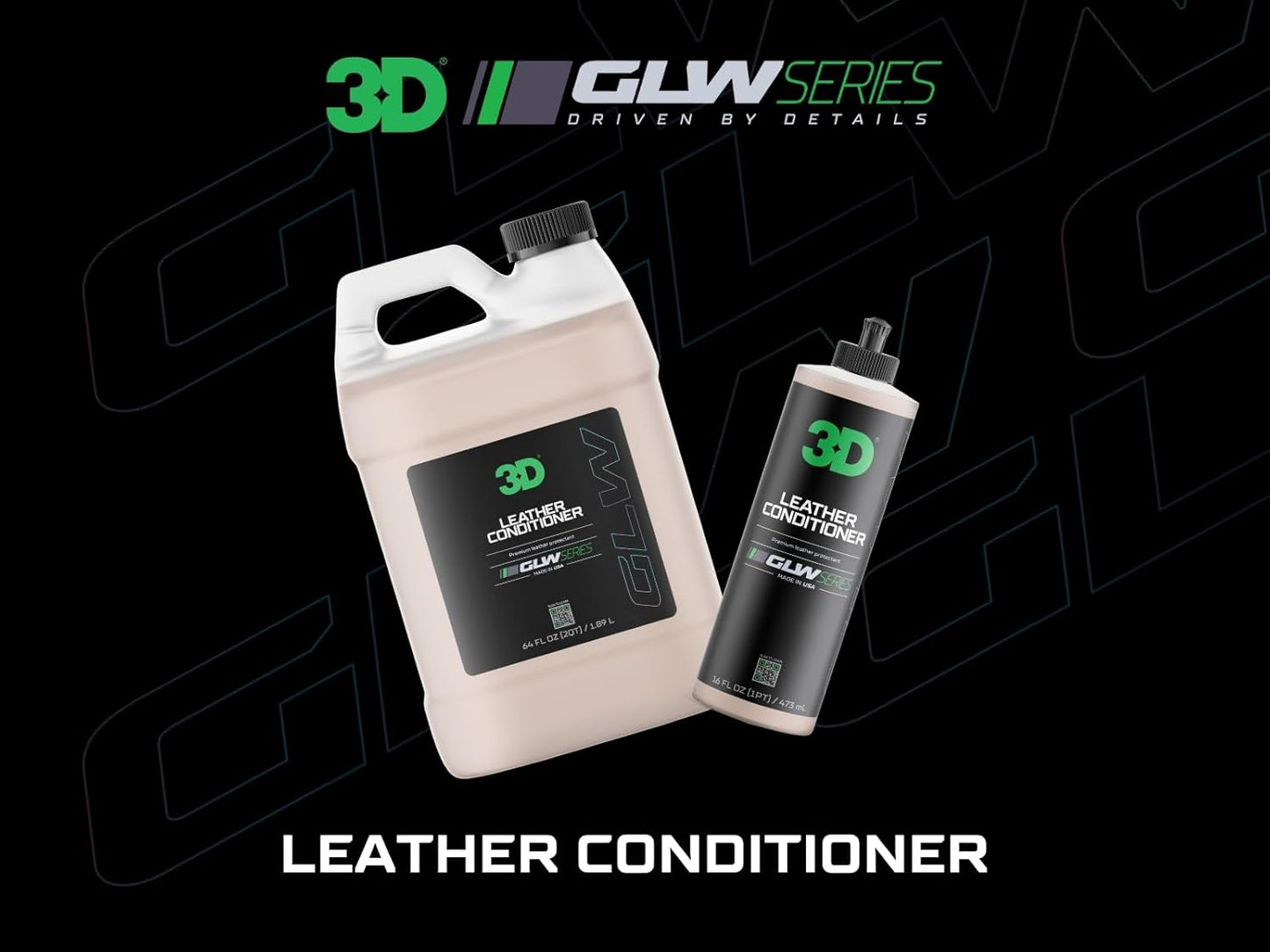 3D Leather Conditioner for Car, GLW Series | Restore, Condition, Protect | UV Protection | Conditions Leather Seats, Furniture, Boots, Apparel | DIY Car Detailing | 16 oz