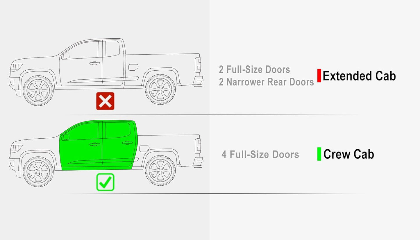 APS Black Stainless Steel Running Boards Style Compatible with Chevy Colorado GMC Canyon 2015-2025 Crew Cab (Side Steps Side Bars) 6in Wide