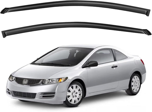 Window Visors Rain Guards for 2006-2011 Honda Civic Coupe, Out-Channel Window Vent Wind Deflectors Visors Shades for 06 07 08 09 10 11 Civic 2Door
