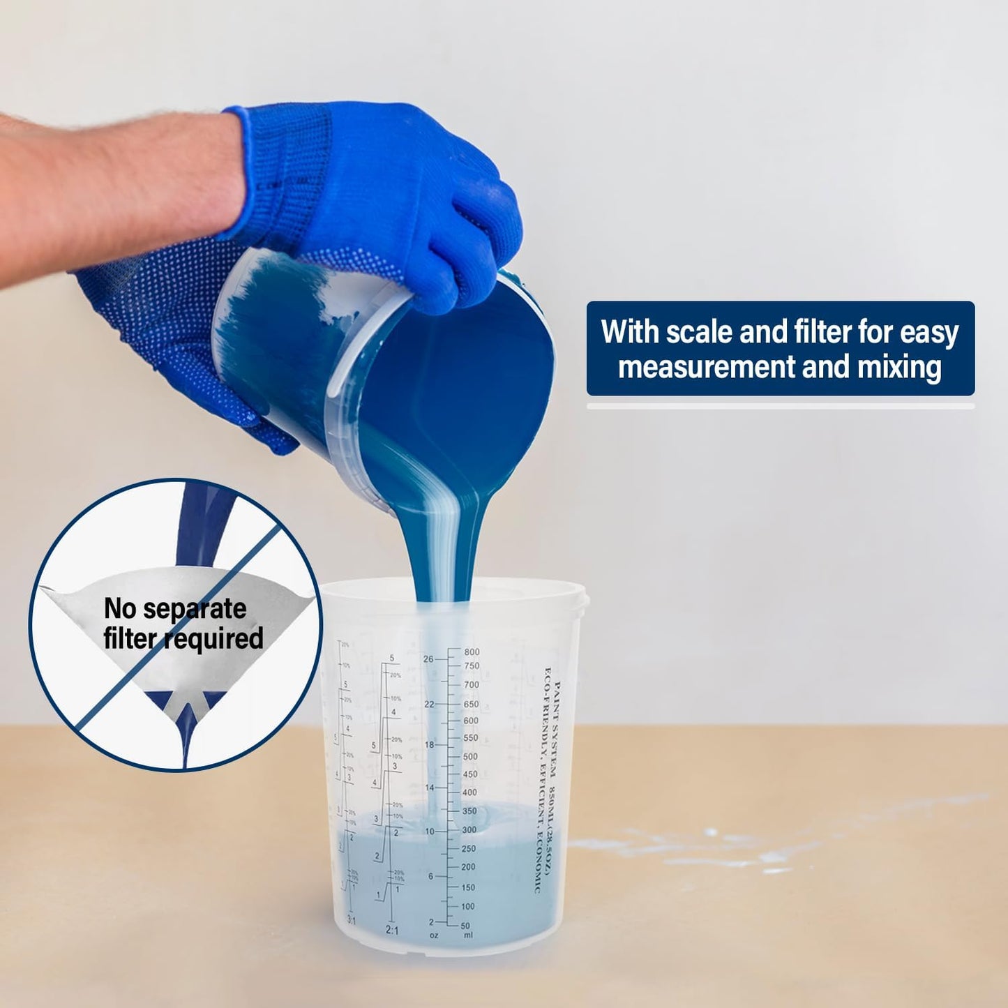 Disposable Paint Spary Gun Cups(800 ML/27 OZ), Spray Paint Cup Kit with 45 Cup Liners, 45 Lids, 10 Sealing Plugs, 1 Retainer Ring, 1 Hard Cup