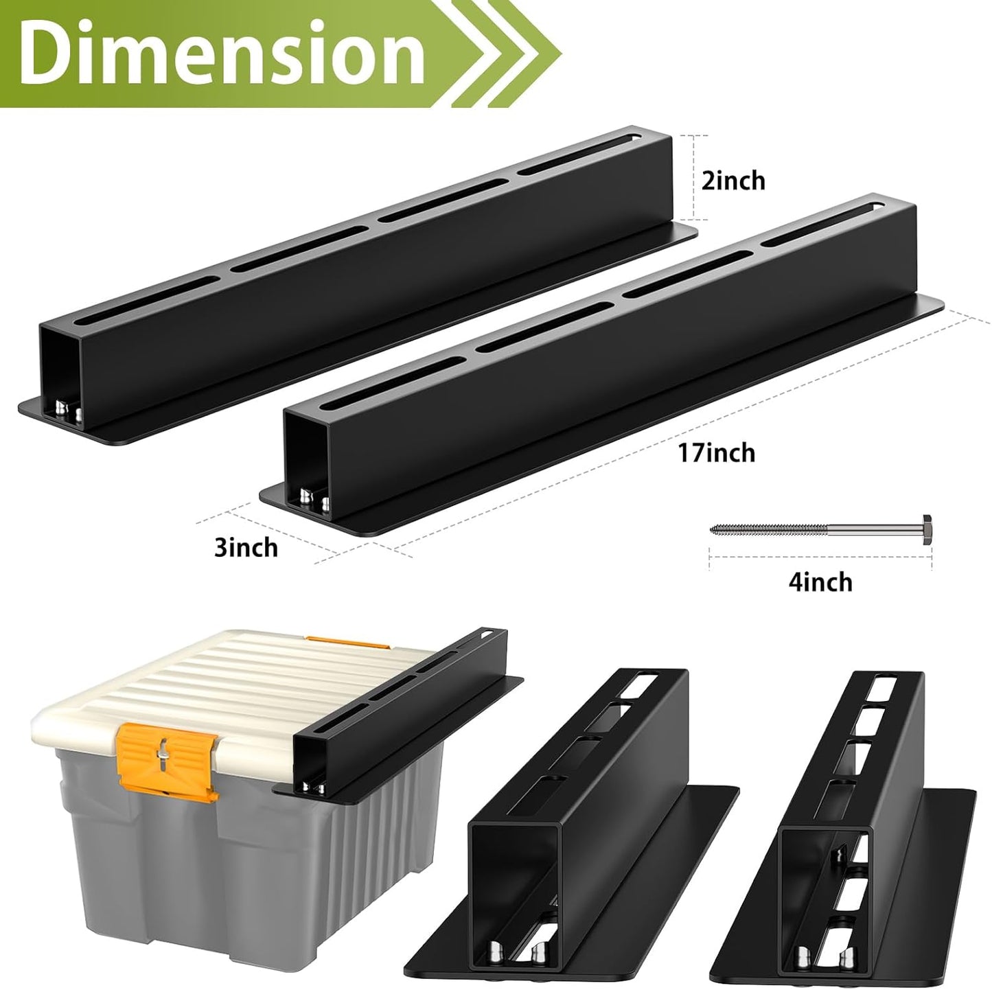 Overhead Garage Storage Rack, Heavy Duty Ceiling Storage Rack, Powder Coated Tote Storage Racks for Garages, Sheds, Storerooms (6 PCS, for 5 Bins)