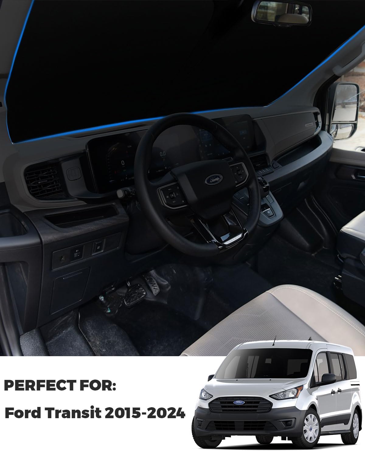 2025 Upgrade Front Windshield Sun Shade Foldable Ford Transit Sun Shade Foldable Sun Shade Automotive Windshield Sunshades fit for Ford Transit 2015-2025 |Keep Car Interior Cooler|
