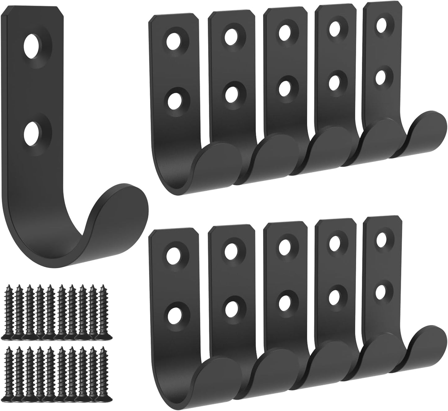 Wall Hooks Coat Hook Robe Hanging Robe & Towel Hooks, Utility Hooks Indoor Outdoor (Black-U Shaped, 2x1)