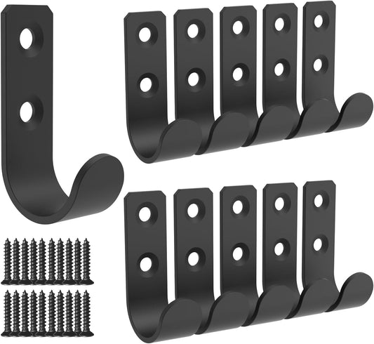 Wall Hooks Coat Hook Robe Hanging Robe & Towel Hooks, Utility Hooks Indoor Outdoor (Black-U Shaped, 2x1)