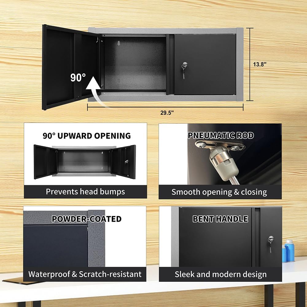 JZD Metal Workshop Cabinet System, Garage Organization Tools Storage, No Wall Mounting Needed, for Basement Automotive Repair Shop