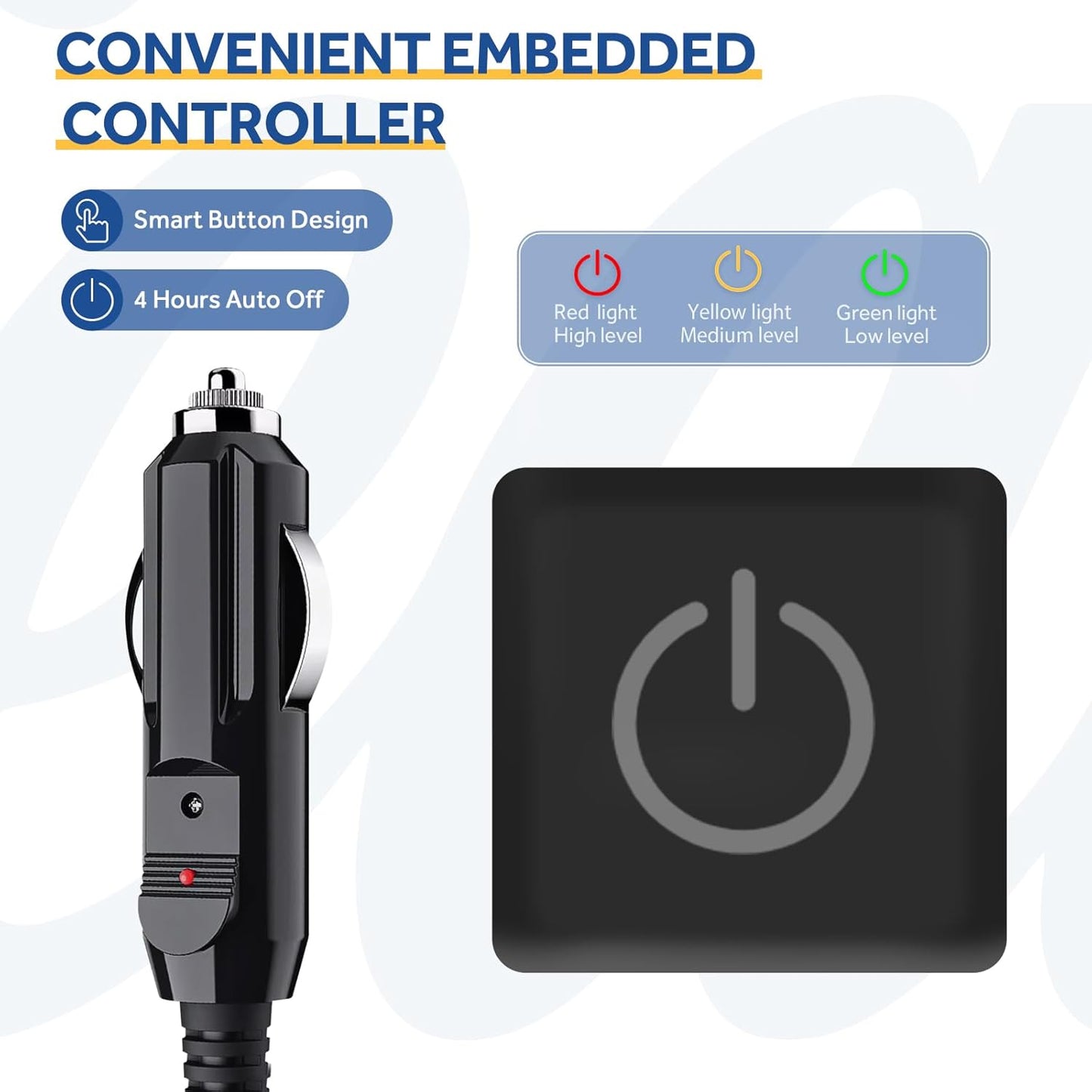 Sealy 12-Volt Heated Car Blanket, Portable Electric Blanket with 3 Heating Levels & 4 Hours Auto Off for Car, Truck, SUV, RV or Camping, Machine Washable, 59" X 43", Navy