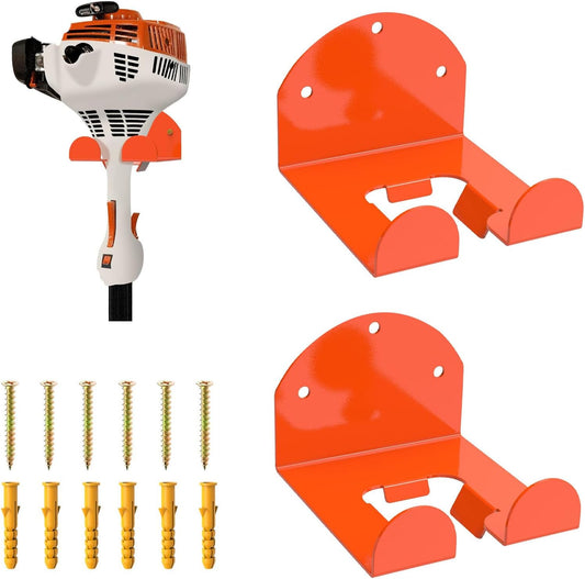 2 Pack Garage Organizer Trimmer Rack, Heavy-Duty Wall Mount Hanger for Grass Trimmer, Weed Eater & Power Tools