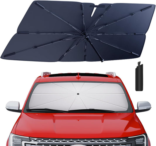Windshield Sun Shade Umbrella for 2018-2025 Ford Expedition Accessories: Custom Fit 210T Silver, Foldable Sunshade Front Window Sun Visor, Blocks UV Rays, Keeps SUV Cool for XLT, Limited, Platinum