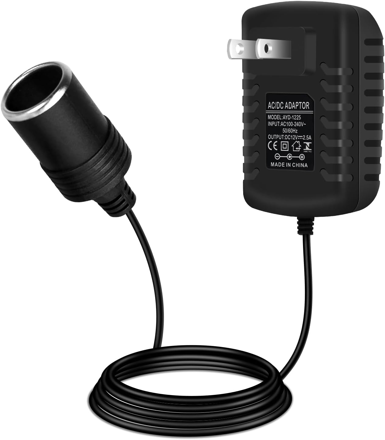 inShareplus 12V 2.5A 30W AC to DC Converter, 12 Volt Cigarette Lighter Adapter, 110V to 12V Car Lighter to Wall Outlet Adapter, Power Supply for Car Devices (MP3, Fan, Dash Cam)