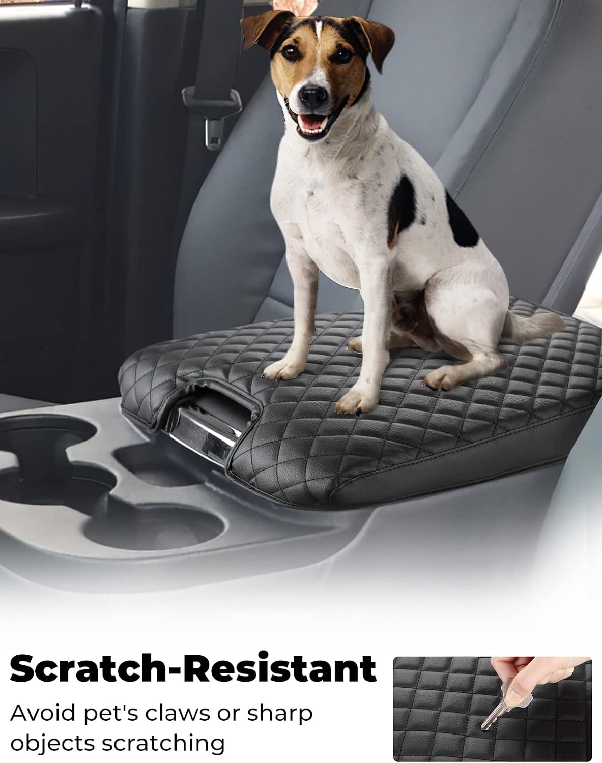 ISSYAUTO Center Console Cover Compatible with 2013-2018 Ram 1500 & 2013-2024 Ram 2500/3500/1500 Classic Model, Only for Jump Seat Console, Customized Armrest Cover Leather Arm Rest Covering for Car