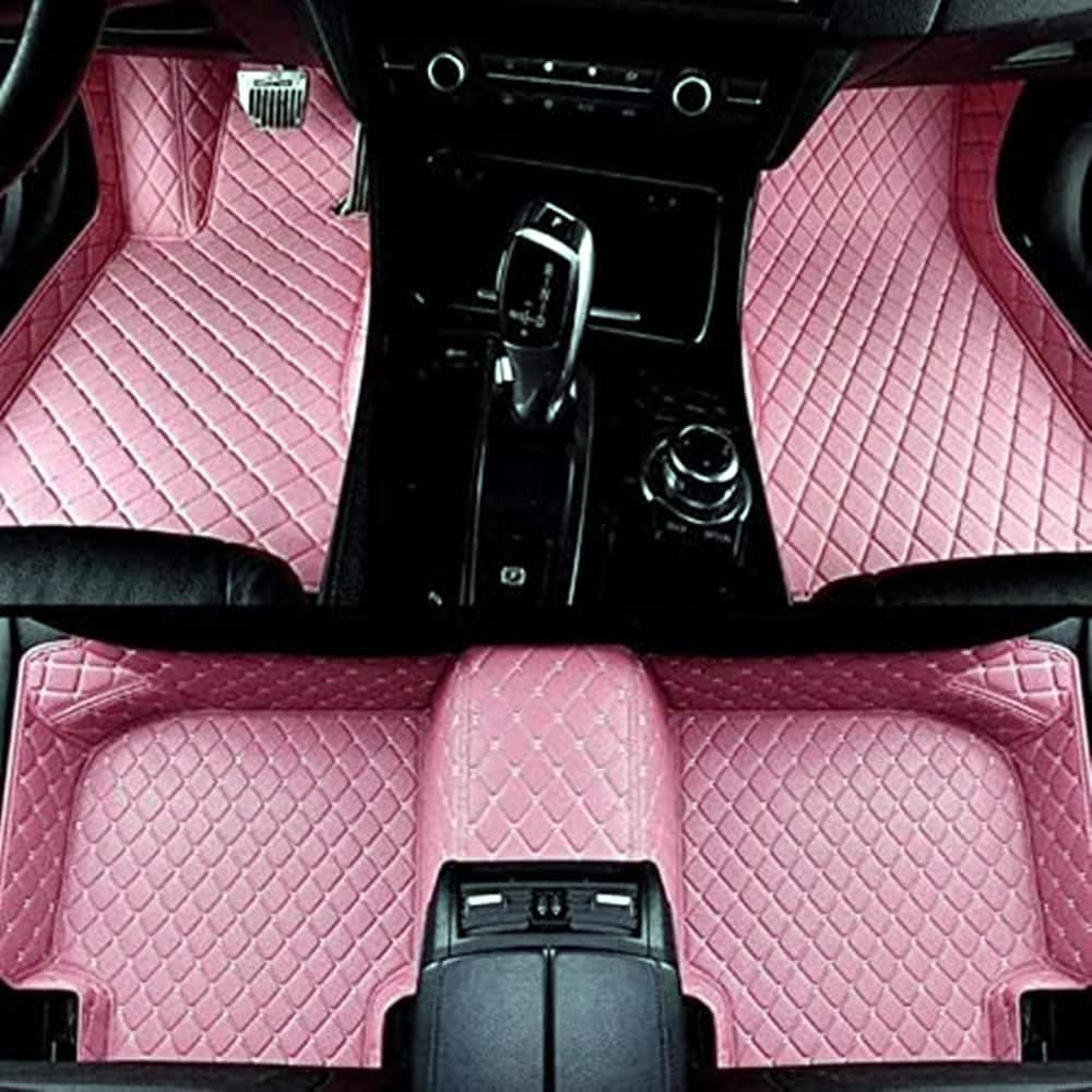 Custom All-Weather Protection Luxury Leather Floor Mats for Cars SUVs Trucks According Anti-Slip Leather Floor mats ﻿ (12,Pink)