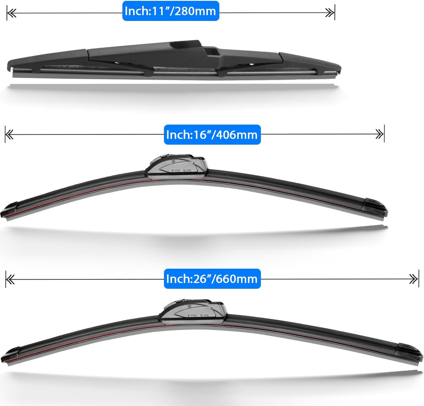 Windshield Wiper Blades Replacement for 2017-2022 Kia Sportage / 2019-2021 Hyundai Santa Fe / 2016-2020 Kia Sorento Original Factory Quality Front Rear Wipers Blade Set - 26" 16" 11"