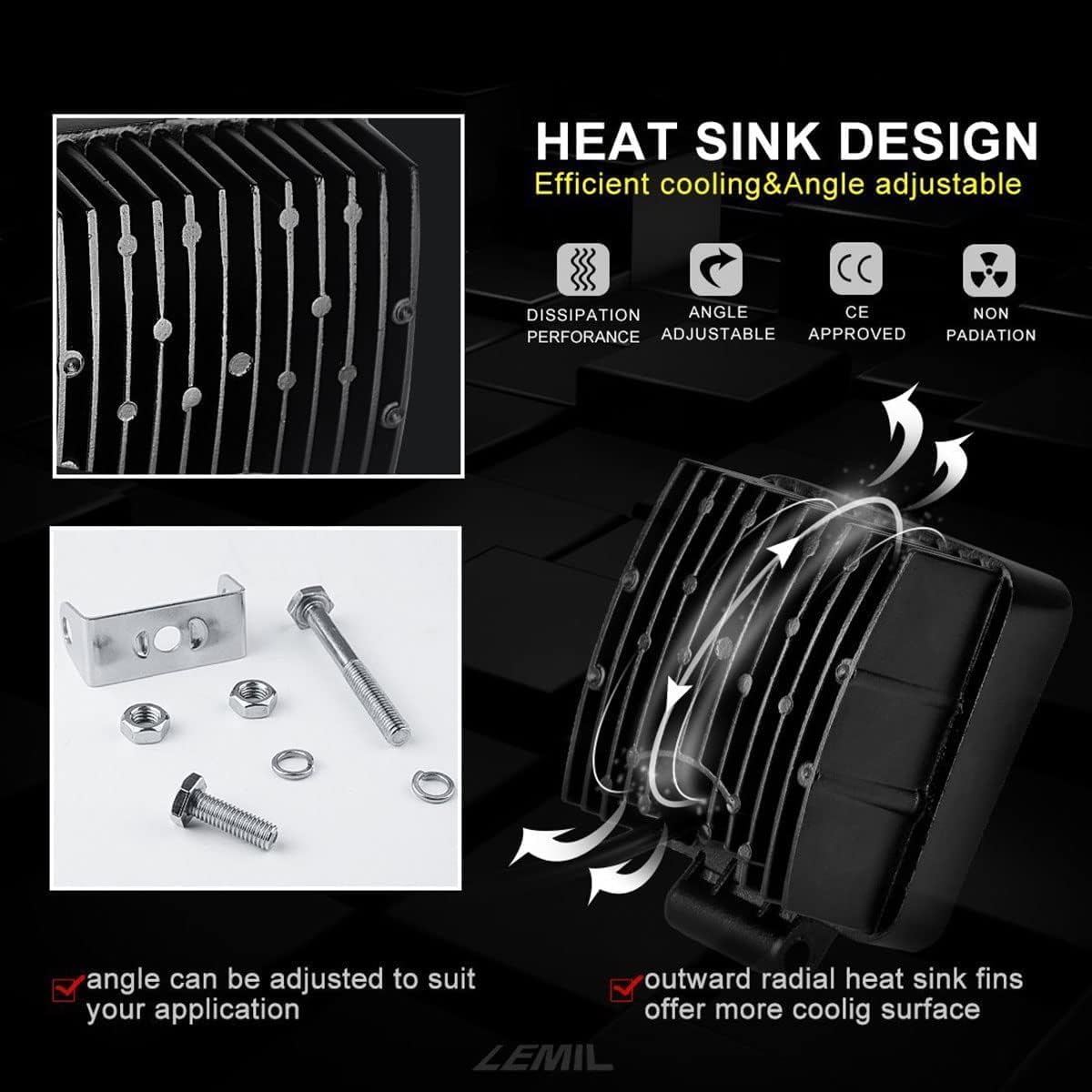 2PACK 18W Rectangle High Power 12/24 volt LED Work Light, 2400LM Foglight Waterproof Flood Driving Light for Tractor,Truck,ATV,Boat, 4x4 Offroad