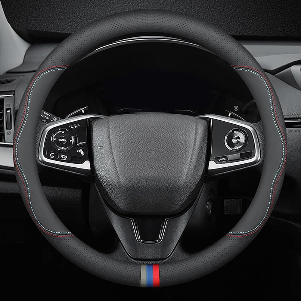 New Nappa Leather car Steering Wheel Cover, Universal 15 inch Black