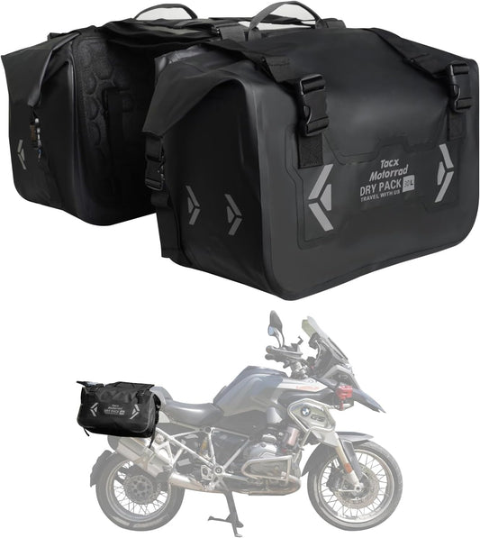 Motorcycle Saddle Bags Tail Bag, 30L Roll-top Waterproof Motor Detachable Side Trunk Bag, Motor Panniers Luggage Bag for Motorcy