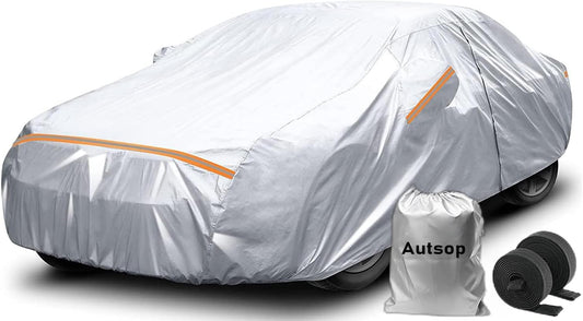 Autsop Car Cover Waterproof All Weather,12-Layer Car Covers for Automobiles Outdoor Heavy Duty Full Exterior Covers for Sedan(178-183 Inch)