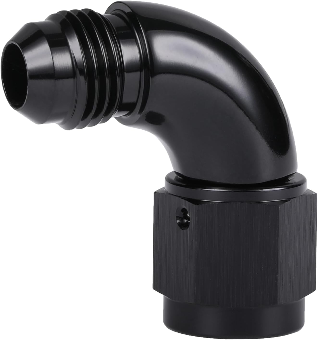 90 Degree 6AN Male to 6AN Female Swivel Full Flow Fitting Adapter Coupler Aluminum Black