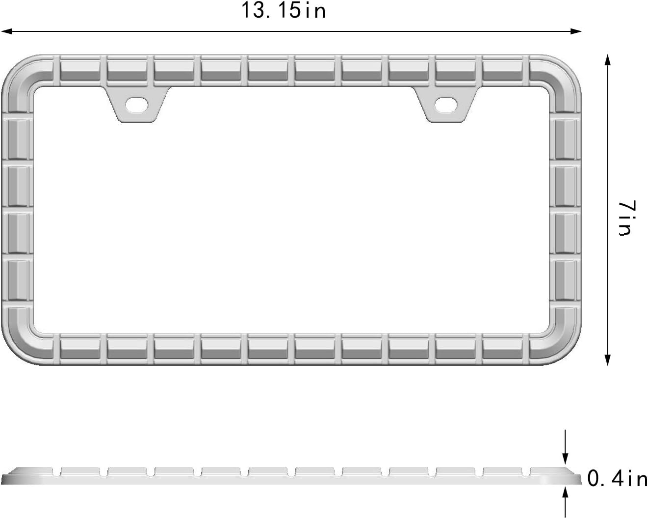 3D Chrome License Plate Frames, Pure Zinc Alloy Metal (Chain Pattern)