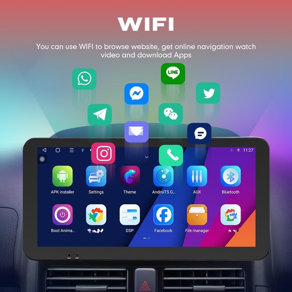 Kunfine Car CarPlay Android Auto Navigation Stereo GPS Radio Camera Display 10.33" QLED Touchscreen Headunit Tablet Media Player for Peugeot 301 2013-2022, if Applicable Octa Core 2G+32G Matte Black