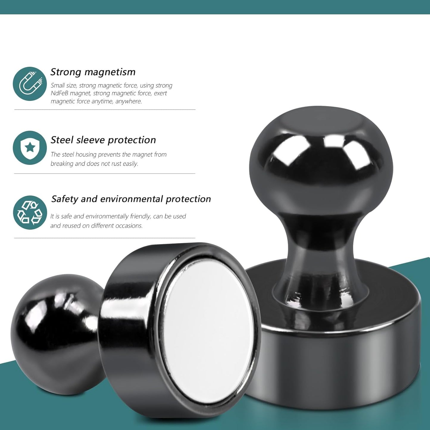 50 Pack Fridge Magnet, Black Strong Magnets for Whiteboard, Push Pin Magnets Refrigerator Magnets Small Strong Neodymium Magnet for Office, Classroom, Kitchen, Home