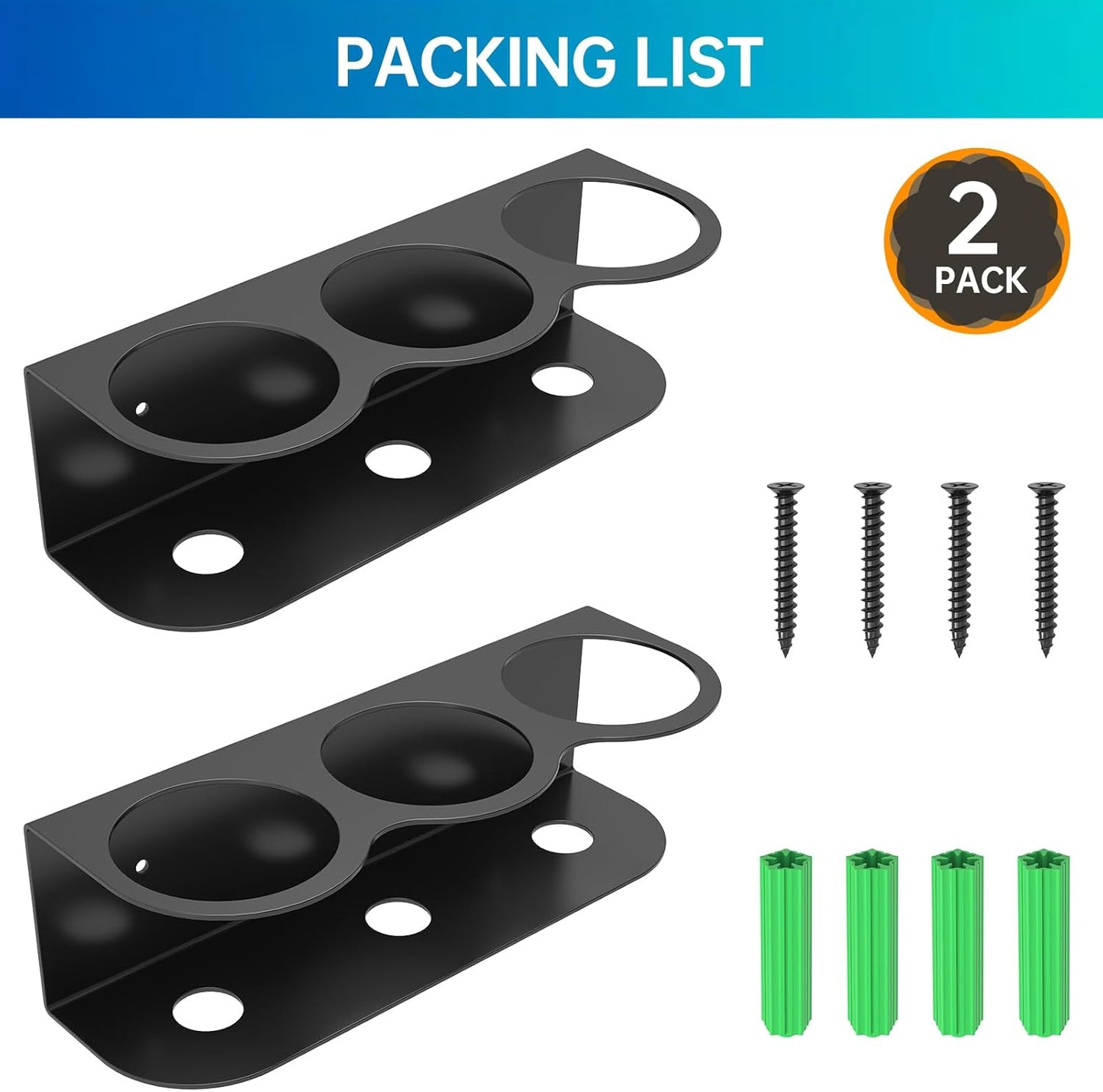 2 Pack 3 Holes All-Purpose Spray Bottle Holder Wall Mount Heavy Duty Spray Can Holder Rack Organizer Storage for Home Garage Workspace