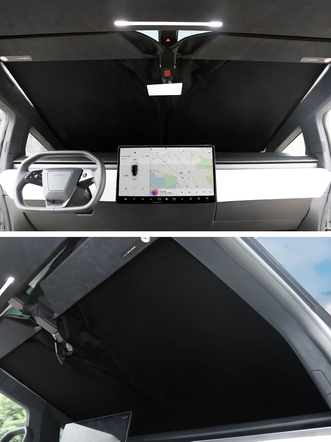 Windshield Sunshade for Tesla Cybertruck, Foldable UV Protection Front Window Shade, Heat-Resistant Reflective Cover, Custom Fit for Tesla Cybertruck, Car Interior Cooling Accessory