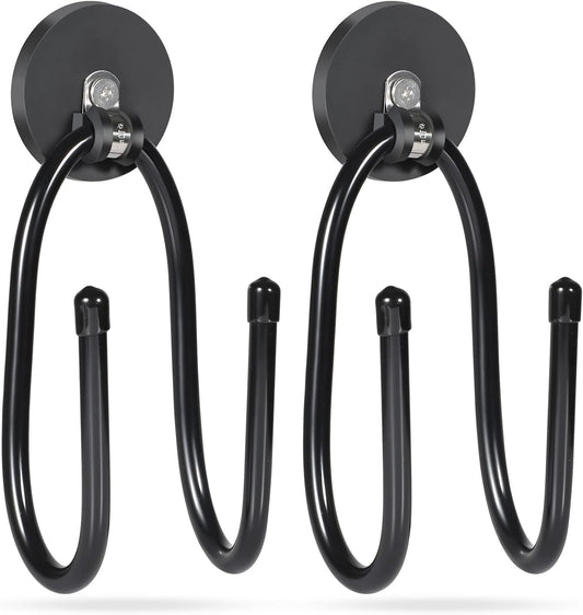 Strong Magnetic Hooks,Heavy Duty Storage Straps Tool Organizer for Extension Cords, Hoses, Cables, Ropes, Drills,Wall Mount for RV and Garage (2 PCS 50 Pounds) (Storage Hook)