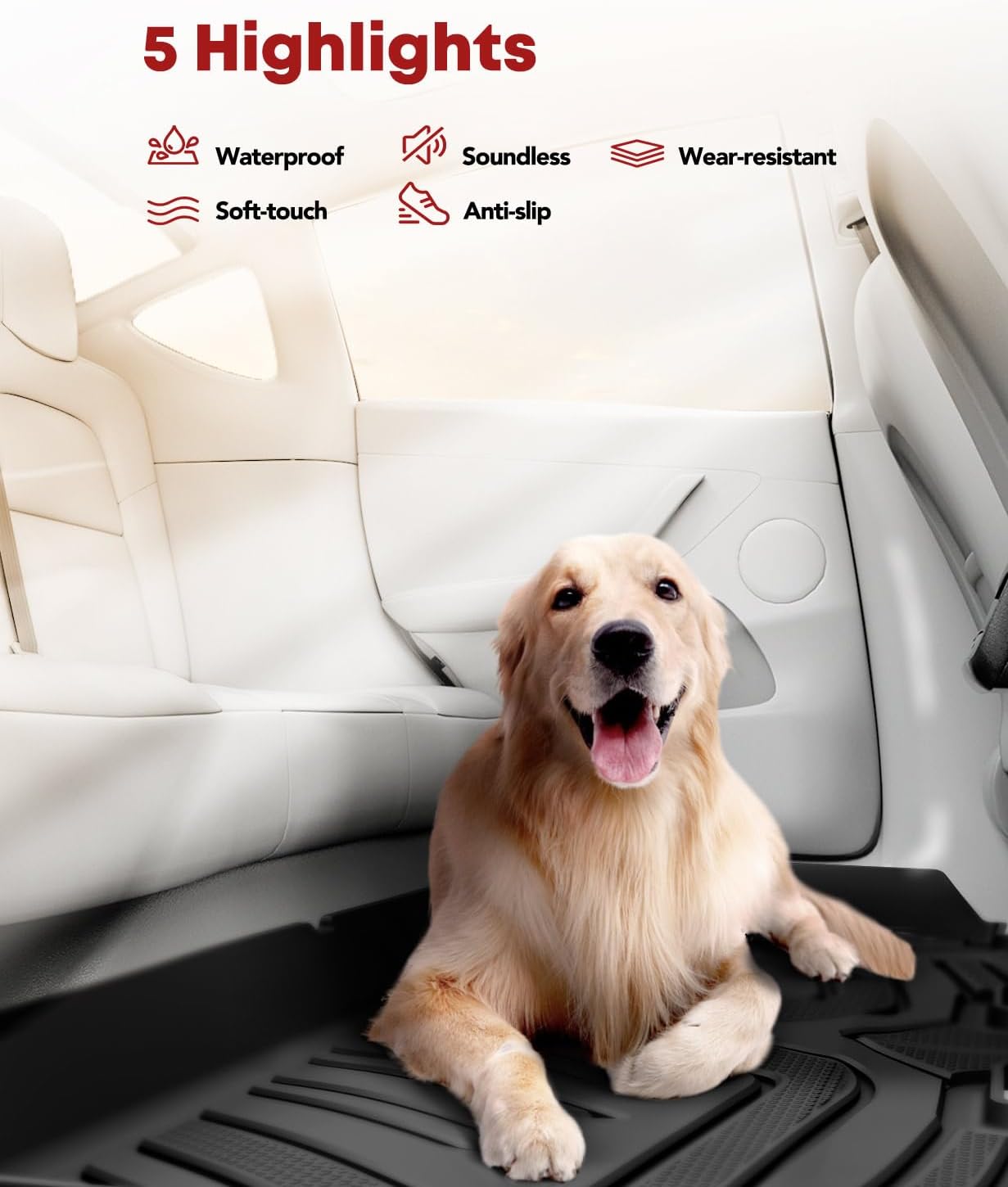 YHTAUTO Floor Mats Fit 2019-2025 Toyota RAV4 (Include Hybrid), TPE All Weather Car Mats Waterproof Anti-Slip Odorless Floor Liner, Interior Car Accessories Front & 2nd Row Liner