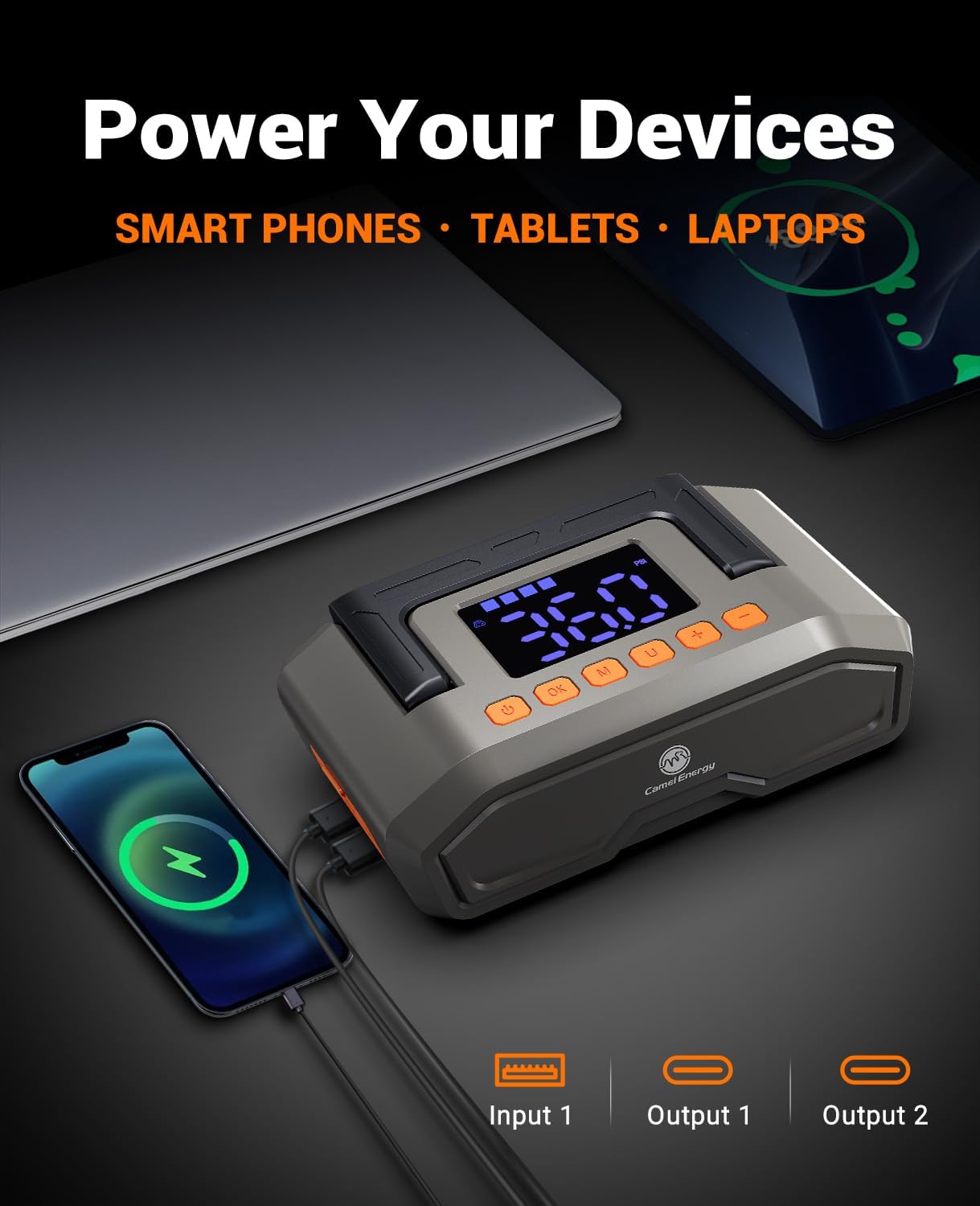 Jump Starter with Air Compressor, 4000A Peak Car Battery Jumper for 9L Gas, 8L Diesel - Portable 12V Battery Charger Booster with 150 PSI Tire Inflator, Jump Box Car Battery Jumper Starter Portable