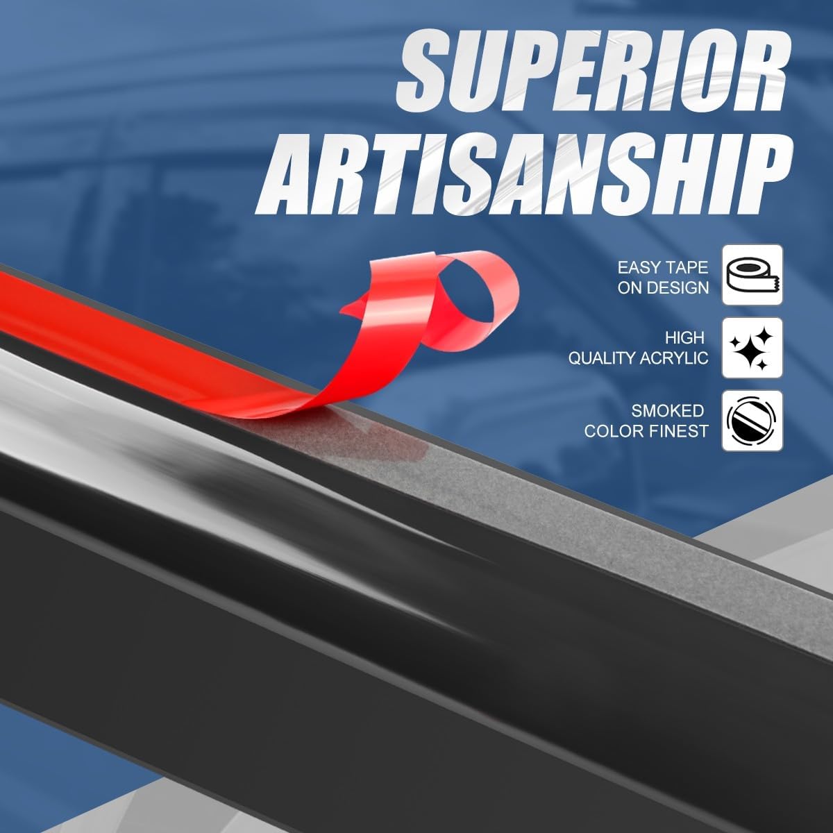 Auto Dynasty 4Pcs Carbon Fiber Pattern Window Visors Compatible with 2010 2011 2012 2013 Soul, Tape-On Front & Rear Window Deflectors Rain Guards Sun Wind Air Side Vent Shade, Glossy Black