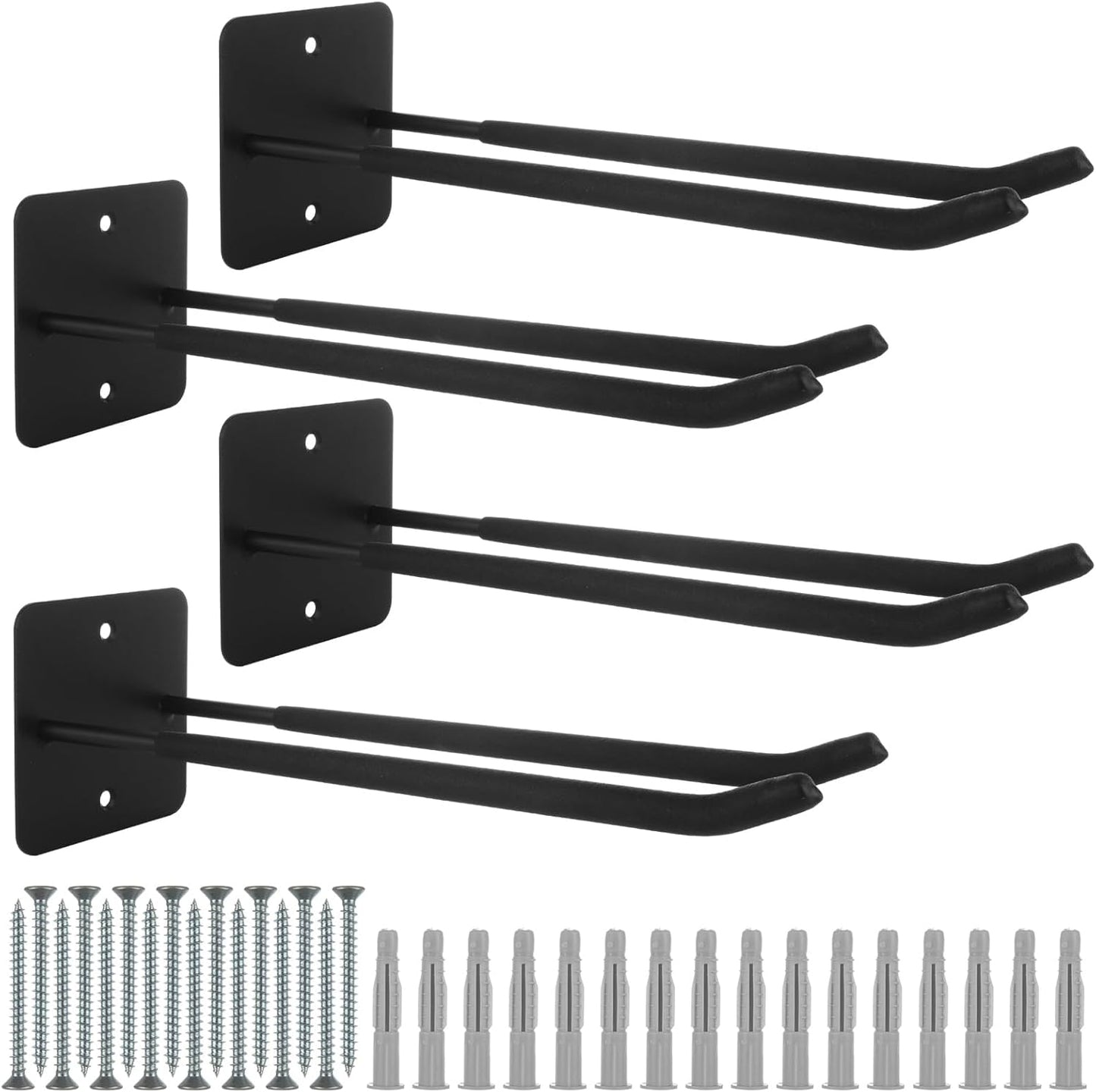 SHUESS 12.2 Inches Long Large Garage Hooks, 4 Pack Heavy Duty Garage Storage Utility Hooks, Wall Mount Organizer, Long Tool Hanger for Hanging Tire, Chairs, Hoses, Garden Tool, Bulk Items, Ropes, etc