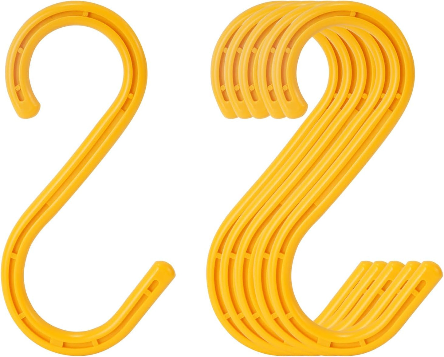 Heavy Duty ABS S Hooks, 6 Pack, 8.26Inch, Yellow, Ideal for Indoor/Outdoor, Kitchen, Closet, Bathroom, Garden, Tools, Construction