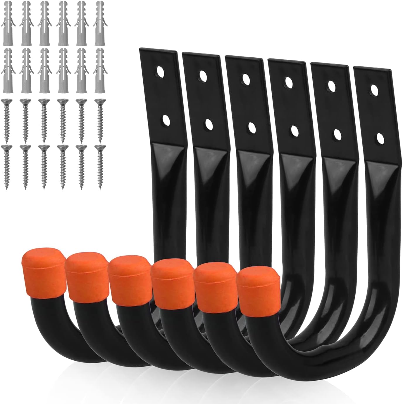 HORUSDY 6 Pack Garage Hooks, Utility Hooks, Garage Hook Heavy Duty Wall Hook (Black)